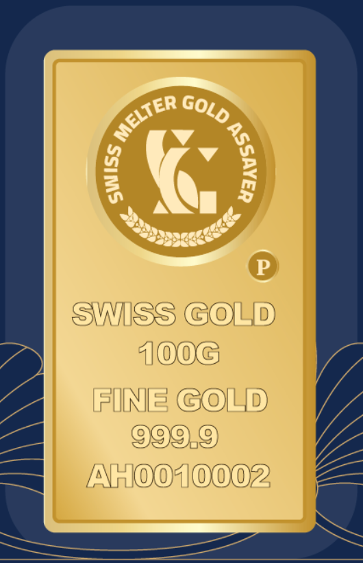 999.9 Swiss Gold Minted Bar -100 grams Lady Alya
