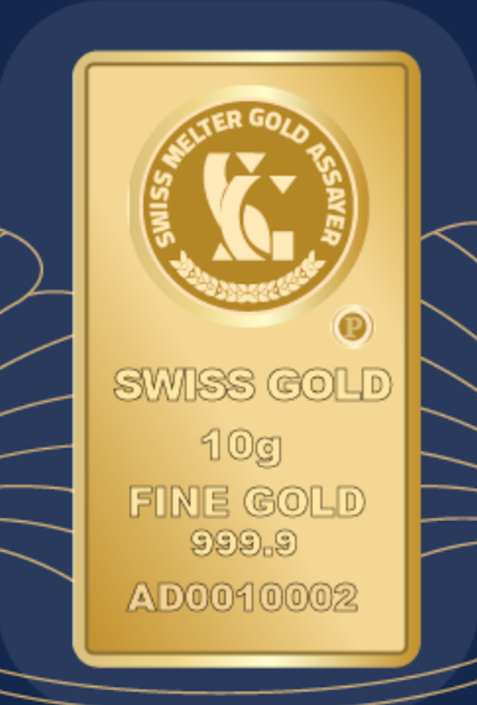 999.9 Swiss Gold Minted Bar -10 grams Lady Alya